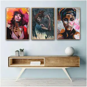 Decoración de dormitorio, Impresión de mujer negra, decoración de pared, Arte Artístico, pintura en lienzo africano para mujer