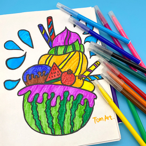 Spidol logo kustom pabrik 5 mm ujung peluru murah tidak beracun pena cat air dapat dicuci set spidol warna air sekolah untuk menggambar anak-anak - Product Image 6