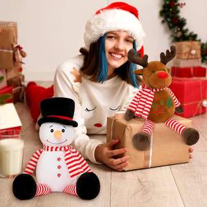 2er Pack niedlichen 15-Zoll-Schneemann rote Nase Rentier Kuscheltiere Plüsch tier Geschenk idee für Kinder Geburtstag Valentinstag - Product Image 4