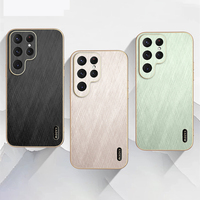 Étui de téléphone magnétique en cuir PU à surface simple pour Samsung S22 S23 S24 S25 S26 Ultra A57 A36 avec cadre plaqué anti-traces de doigts