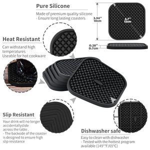 Posavasos de silicona de 10 cm, redondos, antideslizantes, aislantes del calor y drenantes para tazas de agua y café - Product Image 4