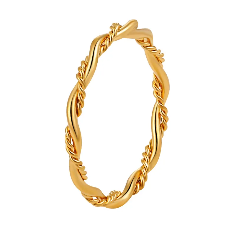 Wasserdicht Edelstahl stapelbar doppelter Draht Band Seil Twist Ringe Damen minimalistischer 18K Goldplattiert geflochtener Ring Schmuck