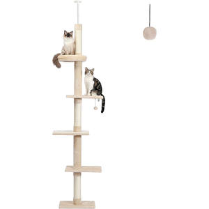 5-stufiger verstellbarer Katzen turm Hoch 95-107 Zoll Kratz baum mit Kratz baum Sisal und Papier material - Product Image 1