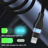 Kabel Pengisian Daya Cepat PD 20W Tipe-C Otomatis Mati Saat Tidak Digunakan, Berbahan Nilon Kepang, untuk Transfer Data iPhone 14/13/12/11 Pro, Komputer, Printer