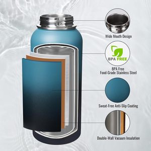 Bouteille d'eau au design innovant, gourde en acier inoxydable, bouteille de sport avec poignée et couvercle, 12oz 32oz 40oz 64oz - Product Image 3