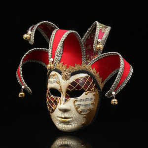 <span class=keywords><strong>Masque</strong></span> mural décoratif en plastique pour homme, style <span class=keywords><strong>Joker</strong></span> rieur, <span class=keywords><strong>masque</strong></span> vénitien intégral pour Halloween 2024, avec clochette - Product Image 5