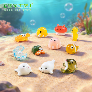 Adornos de micropaisaje Weij: Lindos animales marinos - calamar, orca, medusa, cangrejo ermitaño, accesorios de resina - Product Image 1