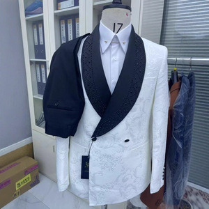 Conjunto de Traje para <span class=keywords><strong>Hombre</strong></span>, Blazer Cruzado con Estampado de Patchwork, Pantalón de Pierna Recta, Traje de 2 Piezas para Boda - Product Image 4