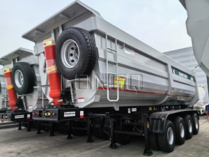 Semi-remorque en acier de type U à 4 essieux de 50 tonnes avec benne basculante à charbon, fabriquée en Chine par un producteur professionnel de remorques de camions. - Product Image 2