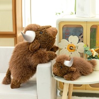 Peluche Vache des Highlands, Animal en Peluche Doux et Mignon, Allongée, Kawaii, Apaisante pour Enfants, Cadeau d'Anniversaire, Vente en Gros, Personnalisable, en Gros