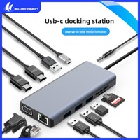 Hub d'extension Gigabit Subosen personnalisé Type-C 12-en-1 avec ports USB 3.0/2.0 et prise en charge des cartes SD pour ordinateur portable, en métal