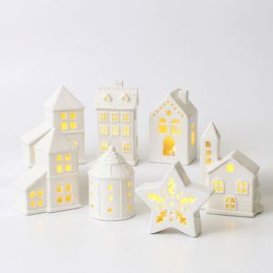Nouveautés : Figurine de maison en céramique personnalisée avec lumière LED, cadeaux promotionnels pour Noël, les fêtes et les cadeaux d'entreprise - Product Image 1