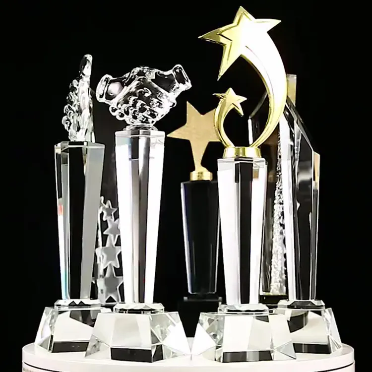 Diamond Crystal Trophy With Engraved Logo Clear Crystal Diamond Trophy Shape Crystal Award For Business Gift