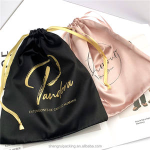 奢华缎子袋头发包装假发袋真丝缎子防尘袋文胸定制女性性感内衣缎子旅行袋 - Product Image 3