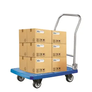 Heavybao Hotel Industrial Equipment Plastic And Stainless Steel Tube Folding Transport Platform Trolley