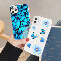 Coque de téléphone antichoc en TPU souple imprimé de fleurs de papillon clair pour iPhone 13 PRO MAX 17 AIR