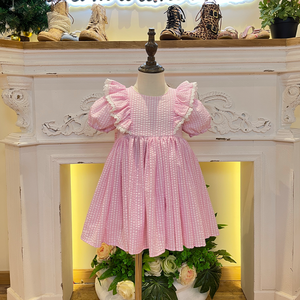 Vacanze di supporto floreale senza maniche Smocked per bambini per bambine 2-12y bambini bambini Baby strisce bianche gonna abiti Vintage - Product Image 1