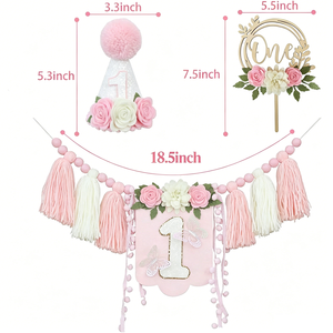 Driedelige set Verjaardagsfeestje Achtergrond Wanddecoraties Kinderdecoraties voor 1-jarigen Kronen Kaartinzetstukken Hot Selling - Product Image 2