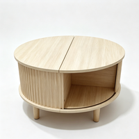 Meubles pour salon, table basse ronde en bois avec plateau rabattable, style minimaliste, grande capacité de rangement, table centrale pour salon, meubles pour la maison