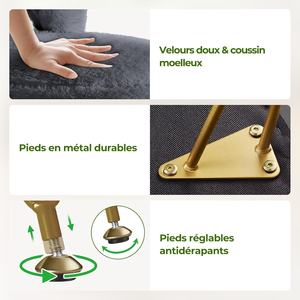 Taburete de tocador moderno de <span class=keywords><strong>terciopelo</strong></span> Rolanstar con almacenamiento oculto, respaldo plegable, taburete transformable, cómodo taburete de maquillaje - Product Image 6