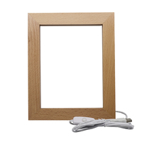 Lampe de chevet pour enfants avec cadre en acrylique LED USB, lampe photo, décoration d'intérieur, lampe à cadre, base de lampe en bois pour acrylique