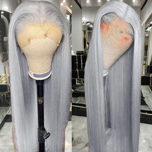 วิกผมยาวตรงยาวสีเทาเงินสำหรับยุโรปและสหรัฐอเมริกาฝาครอบศีรษะทำจากเส้นใยเคมีทั้งหมด - Product Image 3