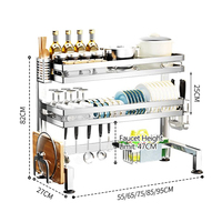 Égouttoir à vaisselle moderne et élégant à double niveau en acier inoxydable, rangement pour évier de cuisine, comptoir, pour vaisselle et bols
