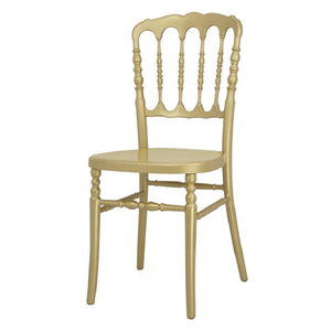 Chaises de banquet empilables en plastique doré personnalisées pour mariage, fête, hôtel, style Napoléon, en vente - Product Image 3