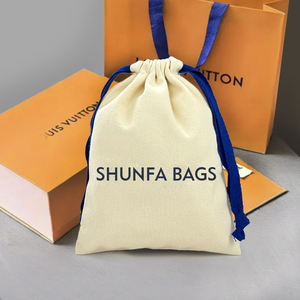 高級カスタム印刷ロゴ異なるサイズのツルショッピング靴ハンドバッグ服キャンバスパッキングコットンポーチ引き出しダストバッグ - Product Image 1