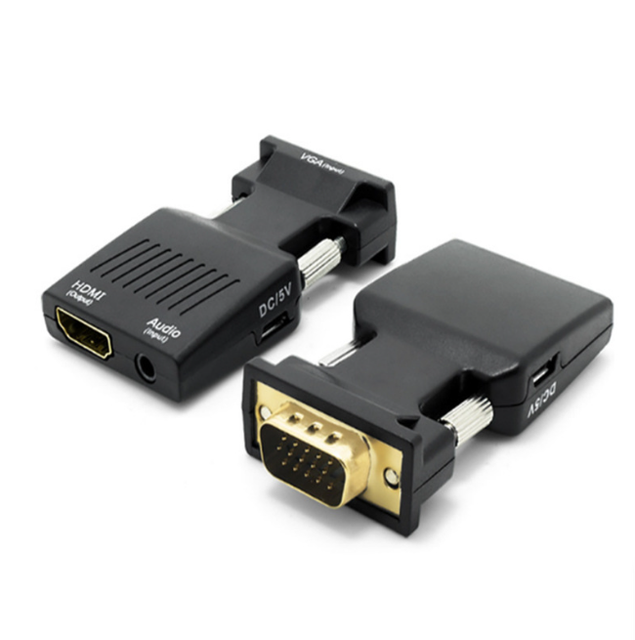 VGA + 3.5mm Audio to HD Digital AV Converter with USB Power Port Active 1080P Adapter for Old PC Laptop TV Projector