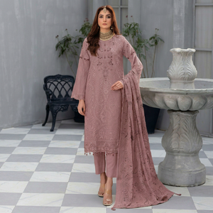 Dhwaja Export Faux Georgette Embroidered Semi Stitched Salwar Suit - Product Image 1
