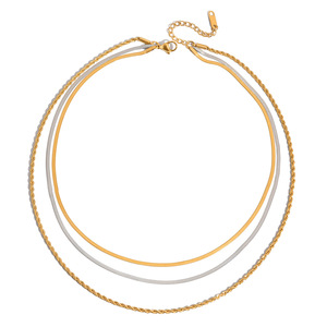 Fashion Layered Necklace Stainless Steel Multi Chain Gold Silver Tone Daily Wear Jewelry Geometric Design JDN0211143 <b>PS</b> - Product Image 5