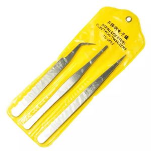 Guka Stainless Steel Tweezers Set 3Pc Smooth Tip For Diy Craft Non Sharp With Plastic Cap Protection - Product Image 4