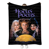 Couverture en peluche sur le thème d'Halloween : Sorcières, impression numérique personnalisée, douce en flanelle, pour lit, canapé ou voyage