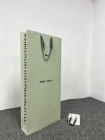 Sac shopping en papier extra large personnalisé, sac cadeau de luxe vert sauge avec poignée en ruban à pois pour boutique de mode