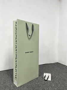 Sac shopping en papier extra large personnalisé, sac cadeau de luxe vert <span class=keywords><strong>sauge</strong></span> avec poignée en ruban <span class=keywords><strong>à</strong></span> pois pour boutique de mode - Product Image 1