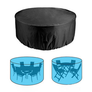 Housse de table ronde 280 cm en tissu Oxford noir, imperméable et anti-poussière, protection pour meubles de jardin extérieur - Product Image 4
