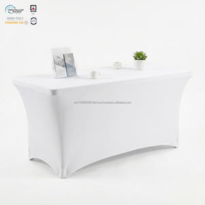 Housse de table extensible noire ignifuge de 2,4 m à dos ouvert en spandex, moderne, imperméable et écologique pour réunions - Product Image 1