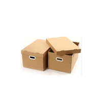 Caja de Cartón Corrugado Personalizada para Almacenamiento de Archivos con Tapa y Asas, Forrada para Uso en Exhibiciones