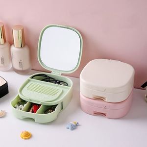 Custom Logo Printed Portable Multi-Functional Plastic Makeup Mirror with Cover Divided Drawer Comb Type Household - Product Image 3