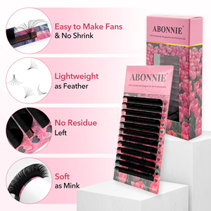 Abonnie J <span class=keywords><strong>C</strong></span> <span class=keywords><strong>D</strong></span> Curl Mink Blooming Lash Extension Matte Black Easy Volume Lash Trays Cashmere Easy Fan Eyelash Extensions - Product Image 5