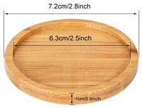 Lot de 6 soucoupes rondes en bambou pour plantes, plateaux à boissons de cuisine de 2.8 pouces, ensemble de sous-verres pour petites tasses