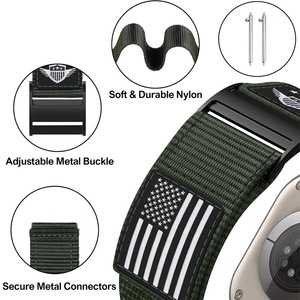 สายไนลอนยุทธวิธีที่ทนทานสำหรับนาฬิกาสปอร์ตขนาด 20 มม. สายไนลอนสำหรับผู้ชายพร้อมลายธงประดับดาว - Product Image 5
