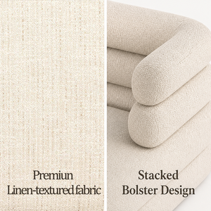 Poltrona Moderna OEM&ODM in Stile <span class=keywords><strong>Crema</strong></span> per Soggiorno, Sedia Girevole Effetto Lino con Braccioli Arrotondati, Poltrona Relax - Product Image 4