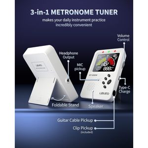 Afinador metrónomo digital Lekato MT-3200W recargable con contador vocal para guitarra, bajo y violín - Product Image 2