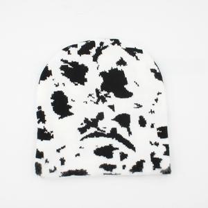 Femmes Hommes Tricot épais Noir Blanc <span class=keywords><strong>Vache</strong></span> Camo Jacquard Bonnet Tuque Chaud Sports de plein air Motif Crâne Casquette Camouflage Chapeau d'hiver - Product Image 2