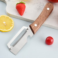 Multifunctionele bamboe handvat handmatige groenteborstel, aardappel- en suikerrietmes van roestvrij staal, flesopener, duurzaam