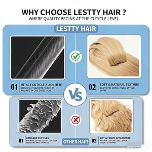 Extensions de cheveux Lestty Hair Stock 18 - 24 pouces, double trame, trame machine, 100% cheveux humains véritables, <span class=keywords><strong>blond</strong></span> cendré, trame volumineuse - Product Image 5