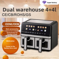 Friteuse à air carrée sans huile, four électrique domestique multifonctionnel à double tambour, four intelligent avec fenêtre visible, 6L, commande tactile