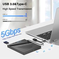 External CD/DVD Drive for PC/Laptop 7-in-1 with USB Hub, USB 3.0/Type-C/SD/TF Reader, Burner/Writer for Windows & Linux